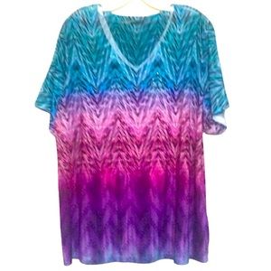🌞 Avenue blouse blue green pink purple short sleeve tunic women plus size 22-24